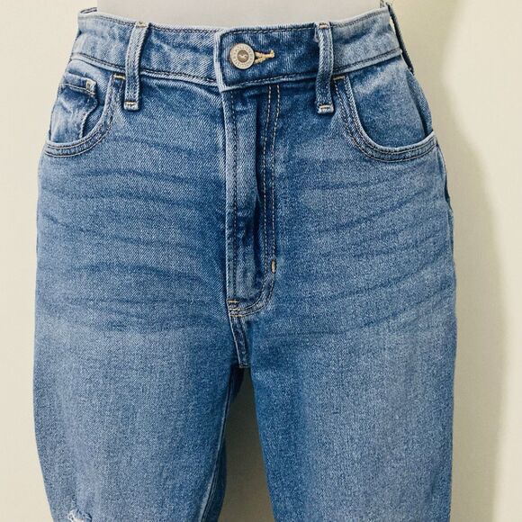 Hollister Womens 24” Waist Jeans Ultra High Rise Straight Leg Distressed Blue - Picture 5 of 12